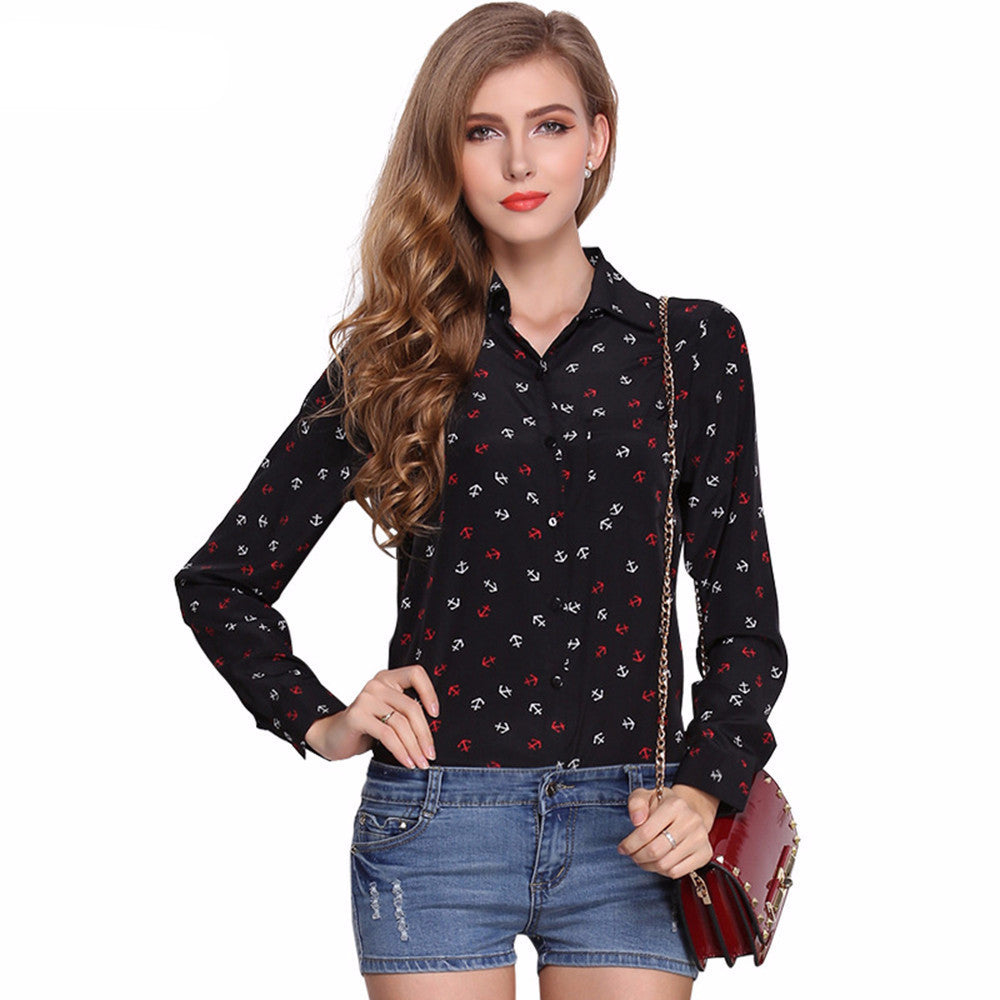 Miranda Chiffon Anchor Print Top