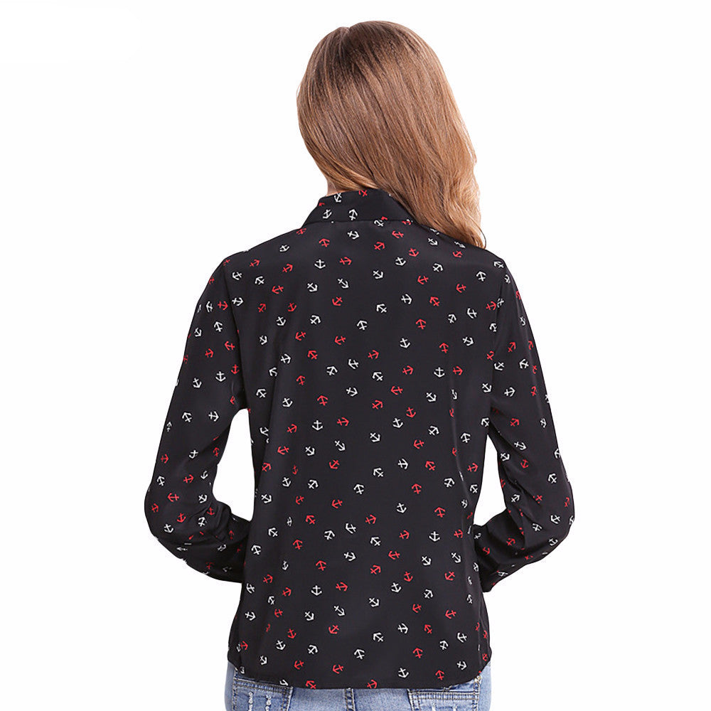 Miranda Chiffon Anchor Print Top