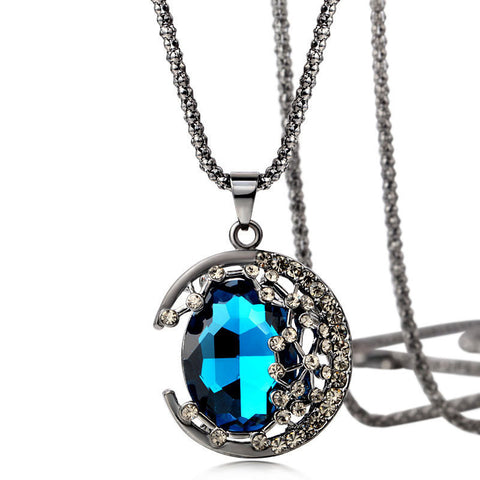 Crescent Pendant Necklace Lapis