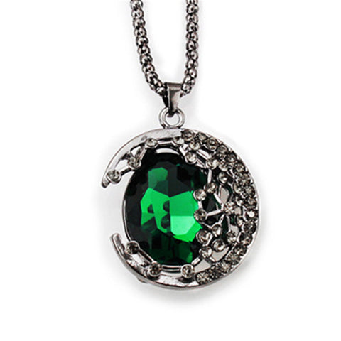 Crescent Pendant Necklace Peridot